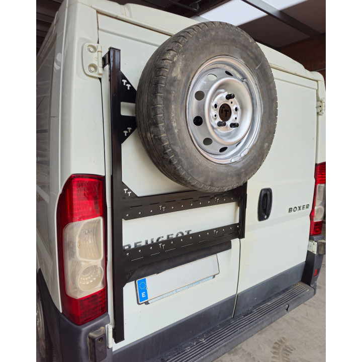 Soporte rueda repuesto + accesorios puerta izquierda para BOXER / DUCATO / JUMPER (2ª Y 3ª GEN)