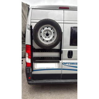 Soporte rueda repuesto + accesorios puerta izquierda para BOXER / DUCATO / JUMPER (2ª Y 3ª GEN)